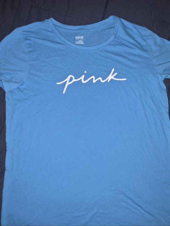 PINK Victoria's Secret Tops - VS VICTORIAS SECRET PINK EVERYDAY CREW SHORT SLEEVE TEE TOP NEON SCUBA SCRIPT L